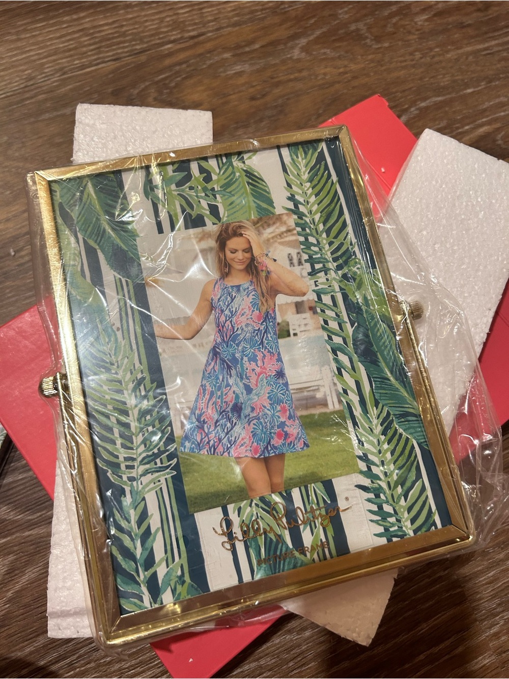 Lilly Pulitzer Gold Frame with Blue and Green Tropical Mat